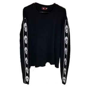 Vintage 90's Morbid Threads Pullover Skull Sleeves Sweater